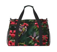 Hummingbirds Red Flowers Hibiscus Print Hand Travel Bag,Duffel Bag,Ideal for Gym, Travel,Travel Bag, Storage Case Travel Accessories