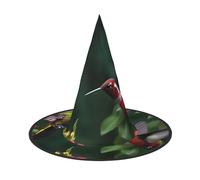 Hummingbirds Red Flowers Hibiscus Print Teens Adults Halloween Witch Hat Unisex Cap For Wide Brim Carnivals Party Accessory