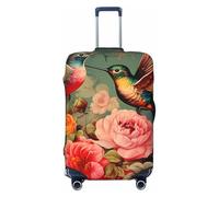Hummingbirds Suitcase Cover Luggage Protector, Spring Peony Elastic Luggage Covers Anti-Scratch Dustproof Luggage Sleeve Fits 22-24 Inch