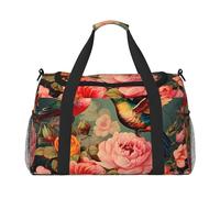 Hummingbirds Travel Duffle Bag Spring Peony Gym Overnight Weekender Bag for Men Women Lightweight Carry On Luggage for Workout Holiday