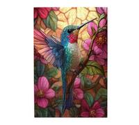 Hummingbirds Wooden Puzzle,1000 Pieces of Stained Glass Art Adult Entertainment Game,Colorful,Vibrant,Ideal for Exercising Patience and Hands-On Skills,Gift for Family and Friends