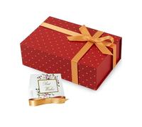 HummingBox Red & Gold Gift Box 9.5 X 6 X 3 inch for Women & Men With Magnetic Lid, Ribbon, Card, & Packing Paper Gift Box With Lid for Presents & Gifting on Christmas, Weddings, & Birthdays