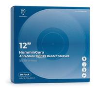 HumminGuru 12 Inch Vinyl Record Sleeves, 50 Pack (12" Round Inner Sleeves) | Archival Anti-Static Vinyl Sleeves,1.5Mil Acid-Free HDPE Inner Record Sleeve, Round Bottom for Tight Album Cover