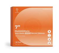 HumminGuru Vinyl Record Inner Sleeve 7 Inch, Acid Free & Anti Static Vinyl Sleeves, 1.5Mil HDPE Inner Record Sleeves, Round Bottom Record Sleeves for Album Covers 50 Pack (7“ Inner Sleeves)