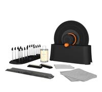 HumminGuru EZ Record Washer, Manual Vinyl Record Cleaner Machine with Easy Spin & Watertight Label Clamp, Record Cleaning Kit with Gentle Goat-Hair Brushes, Alcohol-Free LP Fluid, Drying Rack & Cloth