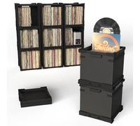 HumminGuru FlexiCube Vinyl Record Storage Box - Stackable Organizer for 12” Records, Holds 70 LPs | Modular Vinyl Shelf & Collapsible Storage Crate. Durable & Portable Space-Saving Design (1 Cube)