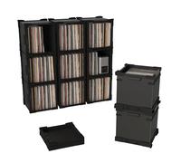 HumminGuru FlexiCube Vinyl Record Storage Box - Stackable Organizer for 12” Records, Holds 70 LPs | Modular Vinyl Shelf & Collapsible Storage Crate. Durable & Portable Space-Saving Design (3 Cubes)