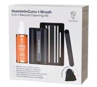 HumminGuru I-Brush Vinyl Record Cleaning Kit, Anti-Static Vinyl Record Cleaner Kit with Dual Velvet Pads Vinyl Record Brush + Alcohol-free Record Cleaning Solution + LP Brush Holder (White 5-in-1)