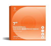 HumminGuru Vinyl Record Inner Sleeve 7 Inch, Acid Free & Anti Static Vinyl Sleeves, 1.5Mil HDPE Inner Record Sleeves, Round Bottom Record Sleeves for Album Covers 50 Pack (7“ Inner Sleeves)