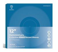 HumminGuru Vinyl Record Outer Sleeves 12 Inch, Crystal Clear, High-Density Plastic Protective Outer Record Sleeves for Single & Double LP Album Covers, 3Mil, 50 Pack (12" Seamless Outer Sleeves)