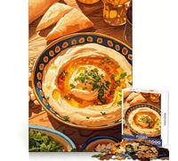 Hummus And Pita Bread Still Life Puzzles for Teenagers 1000 Pieces Brain Development Quiet Enjoyment Clean Join Seasonal Gift size 38x52cm