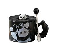 HUMOCHUSON Cappuccino/Cocoa/Latte 380Ml Ceramic Panda Mug Breakfast Cup with Lid Couple Water Cup - Happy Bear