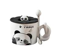 HUMOCHUSON Chinese Style 380Ml Ceramic Panda Mug Breakfast Cup with Lid Couple Water Cup - Cute Bear