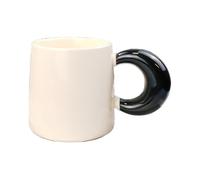 HUMOCHUSON Coffee Mug400Ml Simple Ceramic Coffee Cup Moon Handle Mug Suitable for Breakfast and Afternoon Tea Microwave-Friendly - Cream