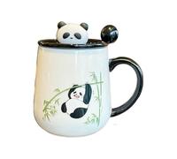 HUMOCHUSON Coffee Mugs Ceramic Panda Coffee Cup with Lid and Spoon Gift Box Gift-Slip Bamboo