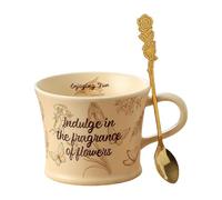 HUMOCHUSON Cream Style Ceramic Coffee Cup Butterfly Exquisite Spoon Household Mug Couple Cup - Romantic - 301-400Ml