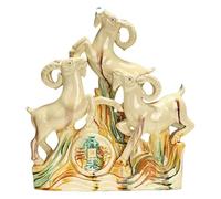 HUMOCHUSON Decorative Collectibles Tang Sancai Ceramic Sheep Stepping On Yuanbao Fengshui Ornaments Home Decoration Meaning Money Rolling In - White