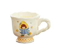 HUMOCHUSON High Temperature Resistant Cartoon Baking Girl Ceramic Cup Breakfast Milk Coffee Cup - Strawberry Girl - 301-400Ml