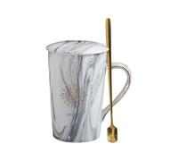 HUMOCHUSON Japanese Coffee 450Ml Marble Mug Hand-Painted Gold-Rimmed Ceramic Office Mug Suitable for Couples