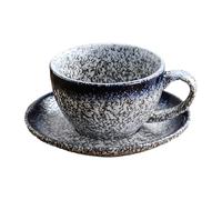 HUMOCHUSON Large Coffee Mug Ceramic Coffee Cup and Saucer Set Retro Japanese Latte Art Cappuccino Latte Cup - Blue - 300Ml