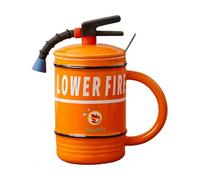 HUMOCHUSON Large Mug 480Ml Fire Extinguisher Household Ceramic Mug with Lid and Spoon - Fun Water Cup for Hot and Cold Drinks - Orange