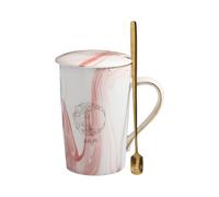 HUMOCHUSON Latte Mugs 450Ml Marble Mug Hand-Painted Gold-Rimmed Ceramic Office Mug Suitable for Couples