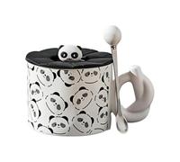 HUMOCHUSON Personalised Mug 380Ml Ceramic Panda Mug Breakfast Cup with Lid Couple Water Cup - Flowery Bear