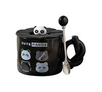 HUMOCHUSON Porcelain Mug 380Ml Ceramic Panda Mug Breakfast Cup with Lid Couple Water Cup - Expression Bear