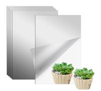 HUMOKI 6PCS Self Adhesive Mirror, Flexible Mirror Sheets, 10x15cm Adhesive Acrylic Mirrors,Self Adhesives Tile Mirrors,Mirror Tiles for wall, Bathroom,Wardrobe, for Home Office (Sliver-6pcs)