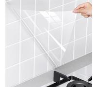 HUMOKI Electrostatic Absorption Wall Protective Film, 60cm x 10m Clear Wall Protector Film, Static Cling Electrostatic Wall Protective Film, Waterproof-Oil-Proof, for Kitchen Walls Furniture Trash Can
