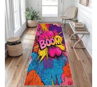 Humor Bang Boom Bam Runner Rugs for Hallway 80 x 200 cm Long Washable, Pop Art Comic Book Style Carpet Runners Non Slip, Kitchen Entryway Hall Bedroom Decor, Soft Low Pile Tu&iQ210