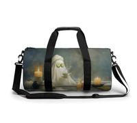 Humor Bathroom Ghost Cucumber Slices on Eyes Travel Gym Bag for Women Men Cylindrical Duffle Bag Sport Workout Bag with Shoulder Strap