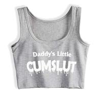 Humor Fun Flirty Daddy's Little Cumslut Print Tank Top Print Yoga Sport Workout Crop Top Gym Tops