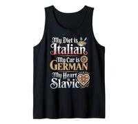 Humor My Diet is Italian Car is German Slavic Italy Germany Tank Top