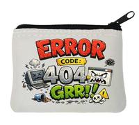Humorous 404 Error Comic Scene Neoprene Coin Purse Pouch 10x11cm White
