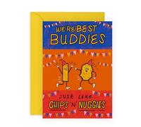 Humorous And Cute Birthday Card - 'Nuggie Buddies Birthday' - Gifts for Friends, Buddies, Best Friends, BFF, Besties, Bro - Chicken N Chips - Comes with Fun Stickers