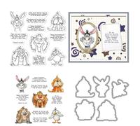 Humorous Animals Stamps and Die Cuts for Card Making Lion Transparent Silicone Clear Stamp and Metal Cutting Dies Sets for DIY Scrapbooking Paper Crafting Seals Decorative Supplies