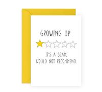 Humorous Birthday Card - 'Growing Up It's A Sc*m' - Gifts for Niece, Nephew, Son, Daughter, Friend - Jokes About Adulting - Comes with Fun Stickers