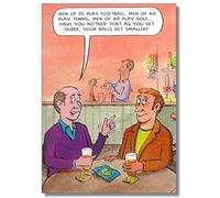 Humorous Birthday Card - (PLK-E902) - Smaller - Men In Pub, As You Get Older Your Balls Get Smaller - The Bottom Line Range