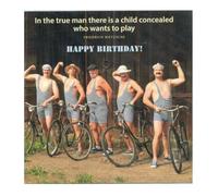Humorous Birthday Card with Cyclists, 12.3 x 12.3 cm, Nietzsche Quote