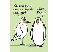 Humorous Blank/Birthday Greeting Card - Penguin Biscuit - Neon Finish - from The Birdiculous Range (LL-BBR009)