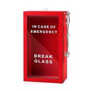 Humorous Break Glass Emergency Box with Hammer for DIY Projects, Red Wooden Desk Decor