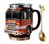 Humorous Coffee Mug with Gold Spoon, Rescue Themed Coffee Cup, Inspirational Office or Home Decor, Thank You Gift for Fireman First Responders