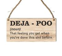 Humorous "Deja-Poo" Wooden Hanging Plaque - Funny Novelty Sign for Bathroom Decor - Rustic Wall Art for Home, Office, or Restroom - Gag Gift with a Hilarious Definition