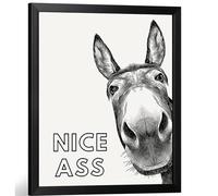 Humorous Donkey Canvas Wall Art - Funny Bathroom Sign for Toilet Decor, Farmhouse & Restaurant Wall | Perfect Housewarming Gift, Unique Gag Gift for Home, Hotel or Office (A,20x25cm with frame)