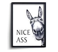 Humorous Donkey Canvas Wall Art - Funny Bathroom Sign for Toilet Decor, Farmhouse & Restaurant Wall | Perfect Housewarming Gift, Unique Gag Gift for Home, Hotel or Office (B,30x30cm with frame)