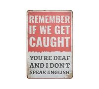 Humorous 'Emergency Plan' Retro Sign: Deaf & Language Barrier Gag Metal Wall Decorative Tin Sign for Shops and Bars 8×12 Inch, 2D Flat