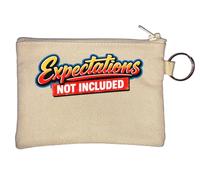 Humorous Expression About Unmet Expectations Key Chain Coin Purse Beige