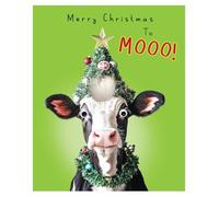 Humorous General Christmas Greeting Card From The Fun Fluff Range - Googly Eyes and Fluffy Embellishments on Card (Festive Cow)