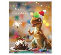 Humorous General Christmas Greeting Card From The Fun Fluff Range - Googly Eyes and Fluffy Embellishments on Card (Dinosaur Party Ready)